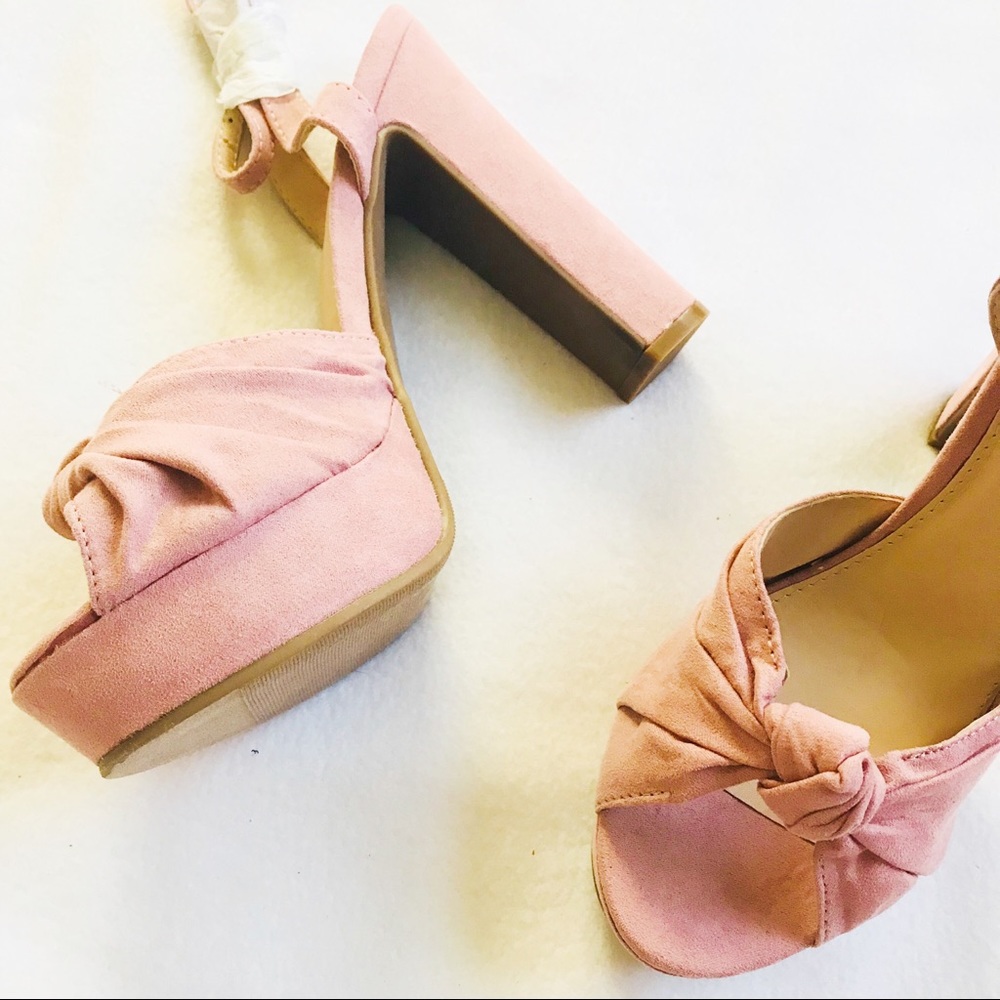 Blush Platform Block Heels - Picture 3 of 4